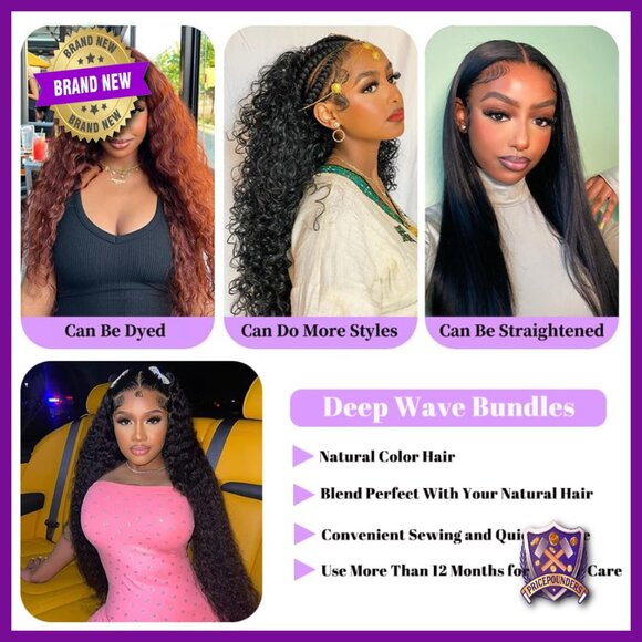 Deep Wave Human Hair Extensions 18-22 Inch Brazilian Virgin Hair 3 Bundles main image 4